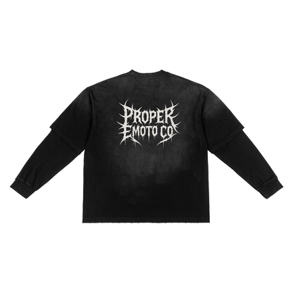 Proper Emoto Co Sunfade Hand-Frayed Long Sleeve Tee